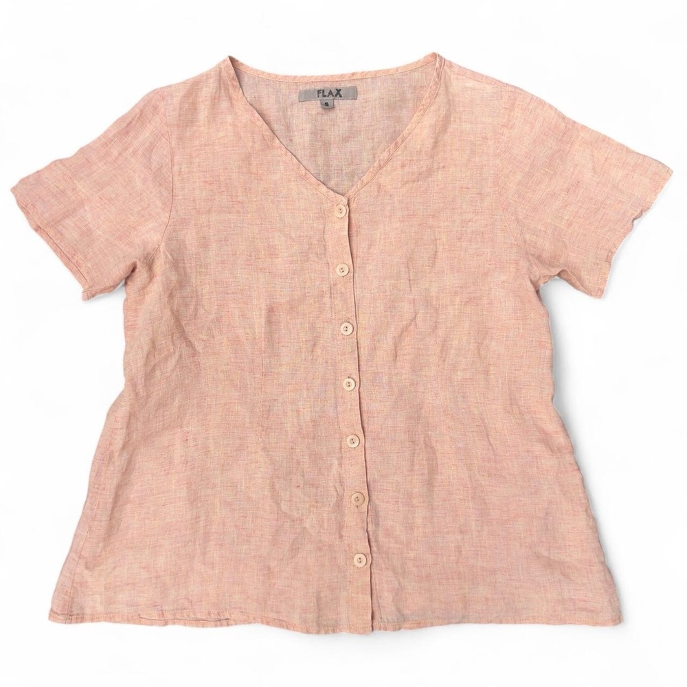 FLAX 100% Linen Oversized Button Up Peachy Blouse